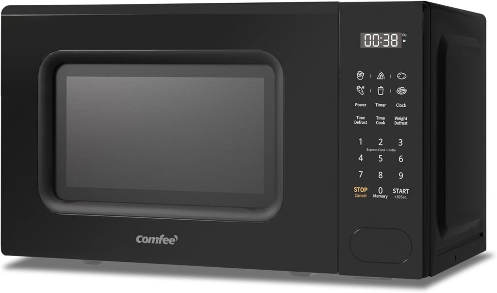 COMFEE 700w 20 Litre Digital Microwave Oven with 6 Cooking Presets, Express Cook, 11 Power Levels, Defrost, and Memory Function - Black - CM-E202CC(BK)