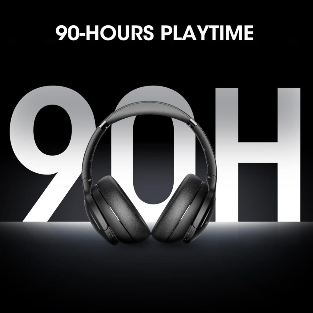 DOQAUS UPGRADED Bluetooth Headphones Over Ear, 90H Playtime Bluetooth 5.3 Wireless Headphones, 3 EQ Modes, HiFi Stereo Bass Sound, Built-in Mic, Memory Protein Earpad, Headphones Wireless for Phone/PC