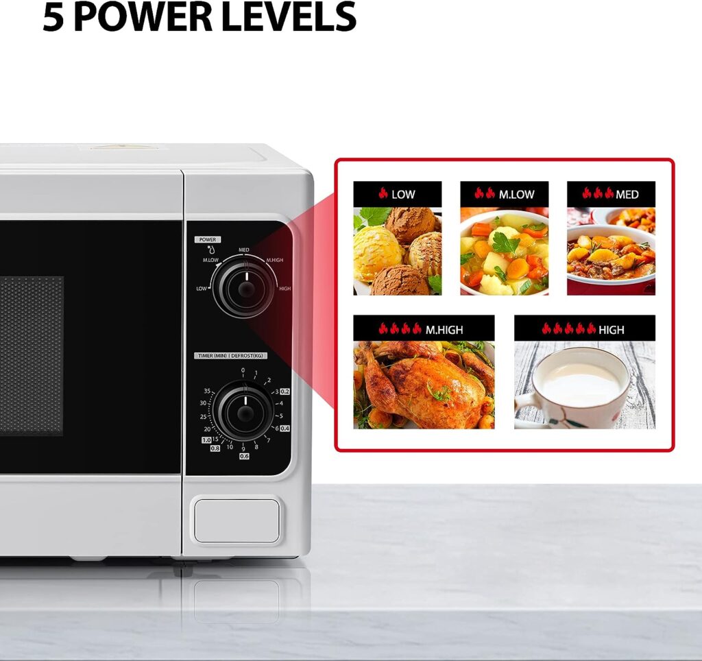 Toshiba 800w 20L Microwave Oven with Function Defrost and 5 Power Levels, Stylish Design – White - MM-MM20P(WH)