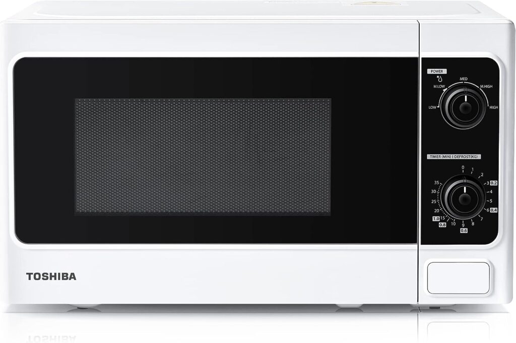 Toshiba 800w 20L Microwave Oven with Function Defrost and 5 Power Levels, Stylish Design – White - MM-MM20P(WH)