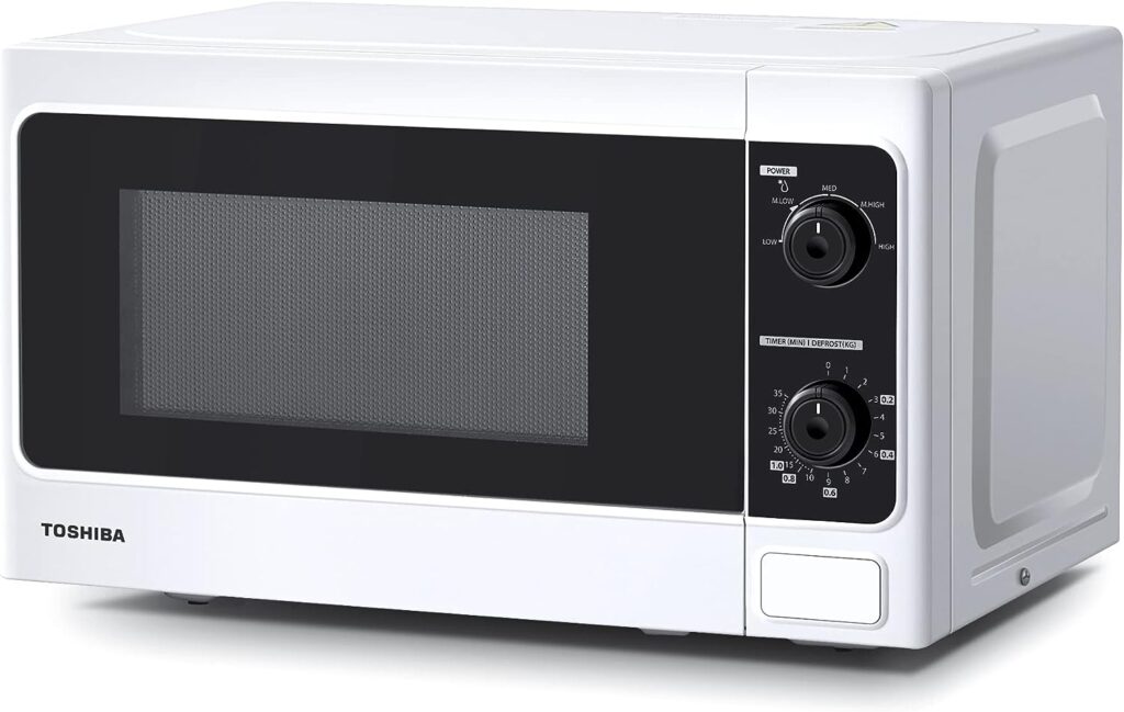 Toshiba 800w 20L Microwave Oven with Function Defrost and 5 Power Levels, Stylish Design – White - MM-MM20P(WH)