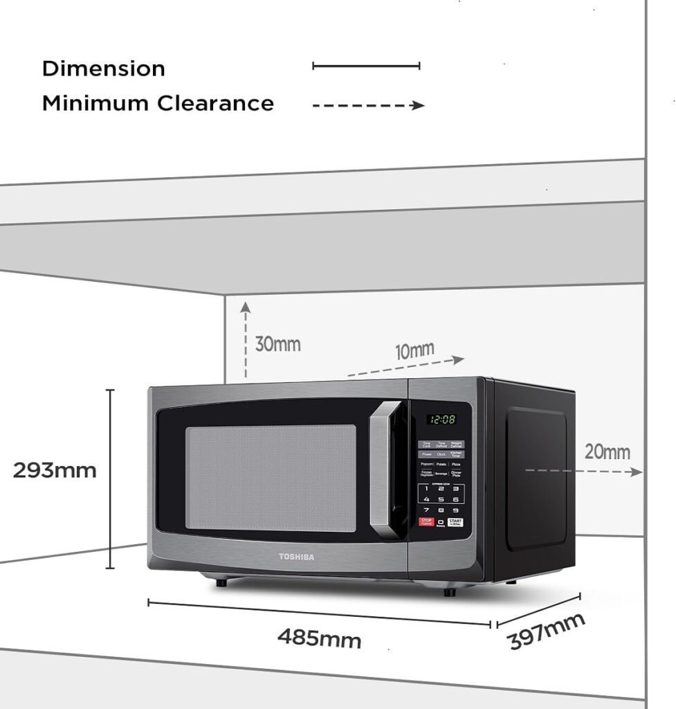 Toshiba 800w 23L Microwave Oven with Digital Display, Auto Defrost, One-touch Express Cook with 6 Pre-Programmed Auto Cook, and Easy Clean - Black - ML-EM23P(BS)