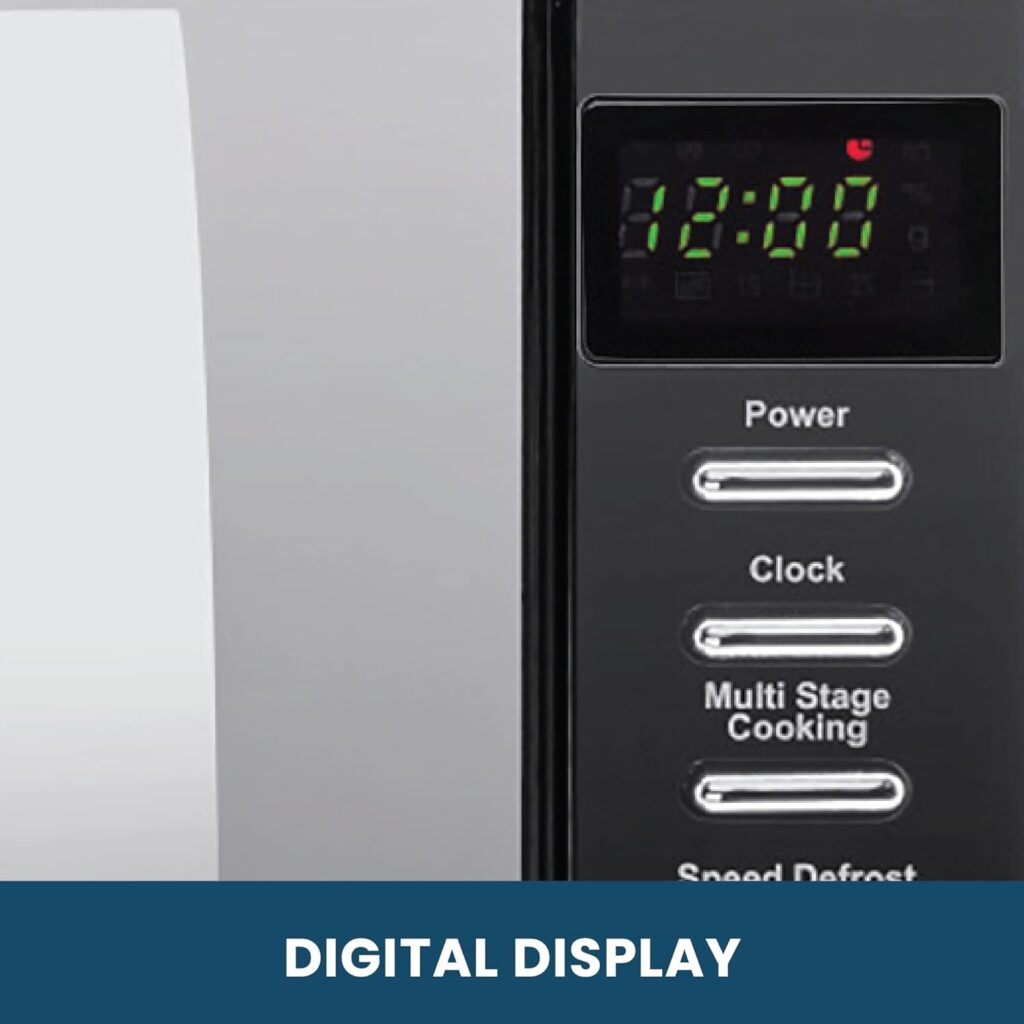 VYTRONIX VY-HMO800 800W Digital Microwave Oven | Freestanding Microwave with 5 Power Levels, Clock  Timer Function | Black Microwave with Mirrored Front, 20 Litre Capacity-hmo800